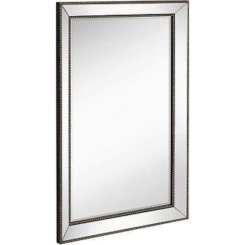 Hamilton Hills 24 " x 36" Silver Framed Glass Rectangular Mirror With Large Angled Beveled Frame and Beaded Accents
