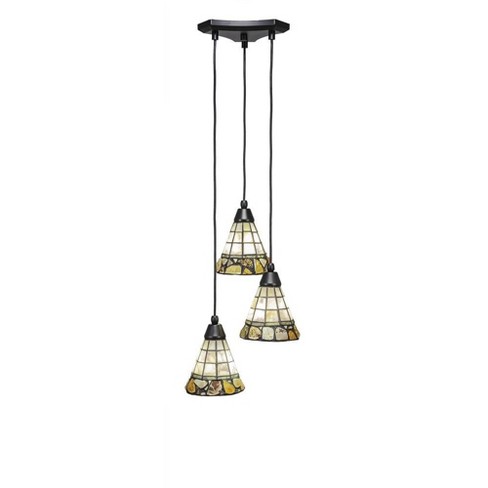 Toltec Lighting Europa 3 - Light Pendant in  Matte Black with 7" Cobblestone Art Glass Shade - image 1 of 1