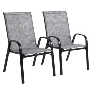 KTMBDW Outdoor Patio Chairs Set of 2, Patio Chairs with Metal Frame, Armrests, Portable Dining Chairs for Camping, Lawn, Garden and Porch - 1 of 4