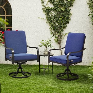 EROMMY Outdoor Dining Chairs Set Of 2, Heavy Duty Patio Swivel Chairs With Full Rattan Backrest, All-weather Swivel Rocker Chair For Lawn - 1 of 4