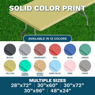 Baby Blue Vinyl Fitted Tablecloth with Elastic, 24"x48"