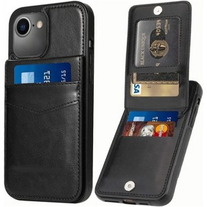 Entronix Case Compatible with iPhone 16E - [6 Slot Card Holder] Slim Leather Wallet - 1 of 4