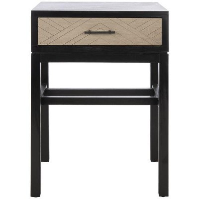 Ajana Black and Greige Wood Metal Accent Table with Storage