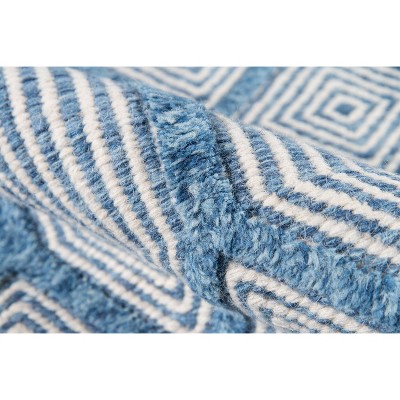 Langdon Blue Diamond Hand Woven Wool Area Rug