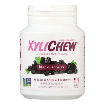 Xylichew Gum - Black Licorice - Jar - Case of 1 - 60 PC