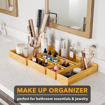 SpaceAid 7-Piece Bamboo Drawer Organizer Set – Multi-Use Divider Bins for Kitchen, Bathroom, Office, and Makeup Storage, Natural — фото 5