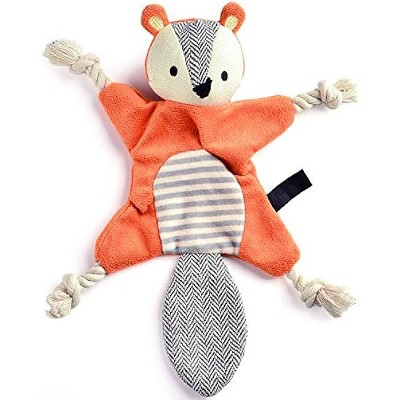 Vitscan Squirrel Plush Toy, Stuffless Dog Chew Toy with Rope Knots, Crinkle Squeaky Toy for Small Dogs