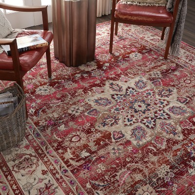Vintage Red Wool and Synthetic 8' x 10' Area Rug