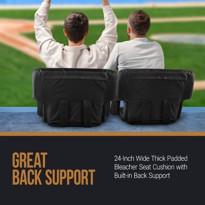Black Reclining Stadium Seat Cushions with Armrests, Set of 2