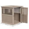 Bencmate Pet Crates and Houses Slanted Roof Dog Crate Lockable Gate Optimal Airflow Easy Setup for Living Room Patio, Brown, 29.65"*21.34"*25.28" - 3 of 4