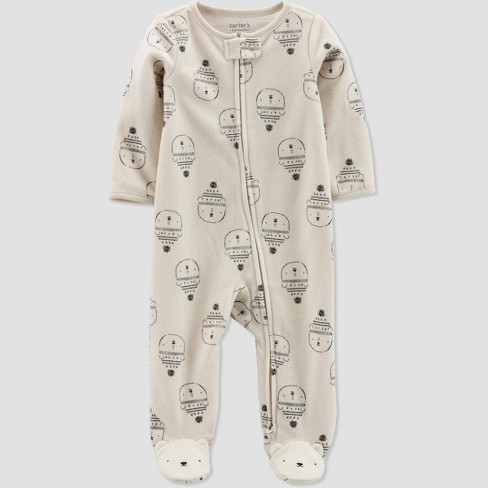 Carter's Just One You®️ Baby Boys' Bear Fleece Footed Pajama - Cream Newborn