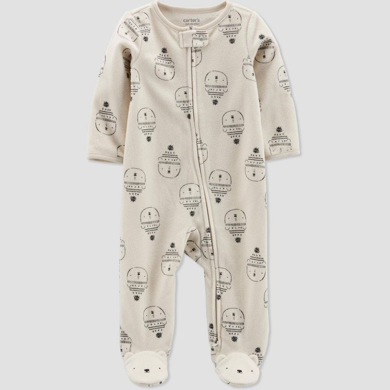 Carter's Just One You®️ Baby Boys' Bear Fleece Footed Pajama - Cream, 1 of 5