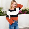 Anna-Kaci Women's Off-Shoulder Ribbed Knit Sweater with Color Block Design and Flared Sleeves - 2 of 4