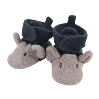 Hudson Baby Infant and Toddler Boy Cozy Fleece Booties, Navy Gray Elephant