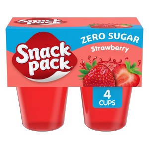 Snack Pack Zero Sugar Strawberry Flavored Juicy Gels, Lunchbox Snack, 3.25 oz Snack Cups, 4 Count, Pack of 4 - 1 of 4