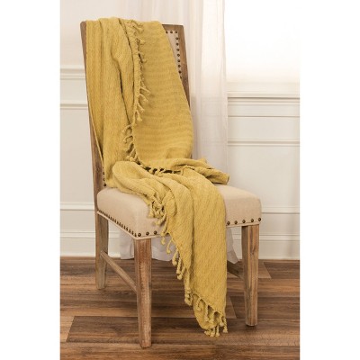 Golden Knitted Cotton Reversible Throw Blanket
