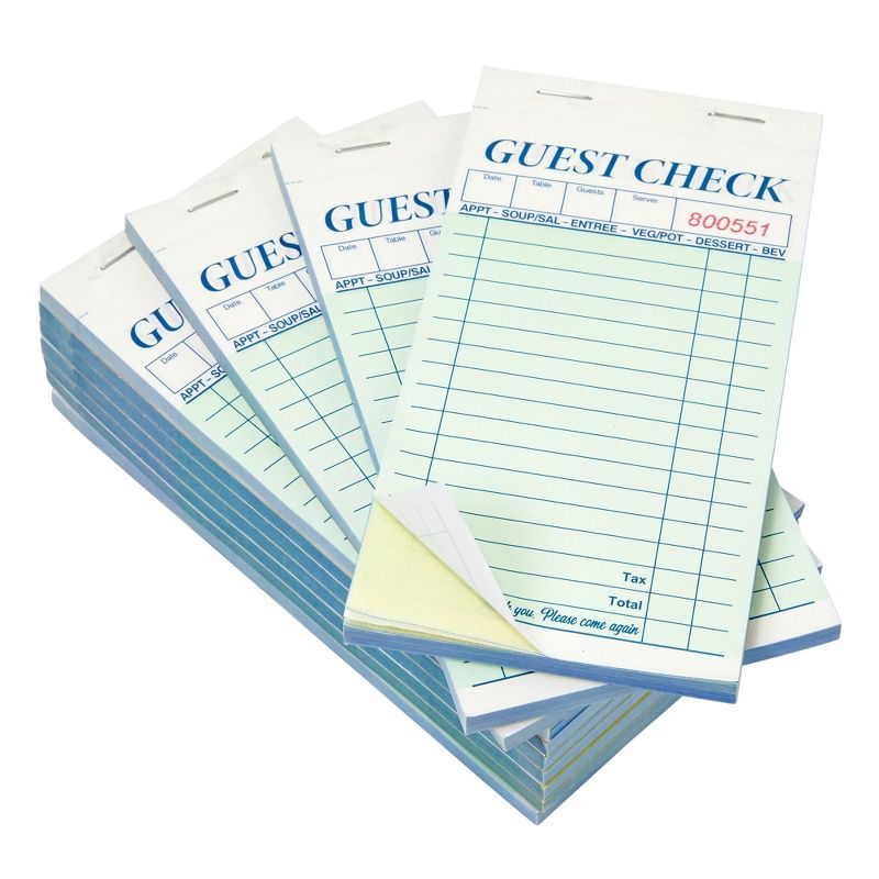 Juvale 10 Pack Restaurant Server Note Pads for Food Servers, Guest Check Pads for Waiter, Waitress, 2-Part Carbonless, 500 Total Tickets, 3 x 7 In, 4 of 9