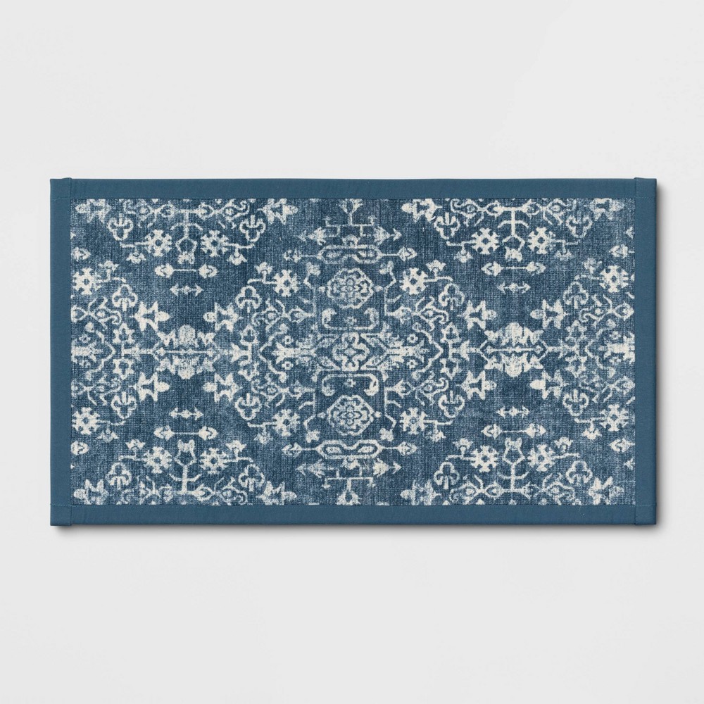 34in x 20in Vintage Print Comfort Kitchen Rug Blue - Threshold™
