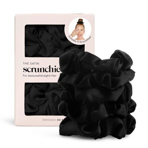Kitsch Satin Sleep Scrunchies - 5pk - Black - 1 of 4
