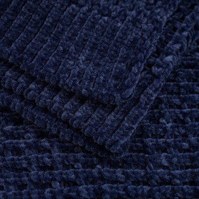 Navy Blue Waffle Weave Cotton Knitted Throw Blanket