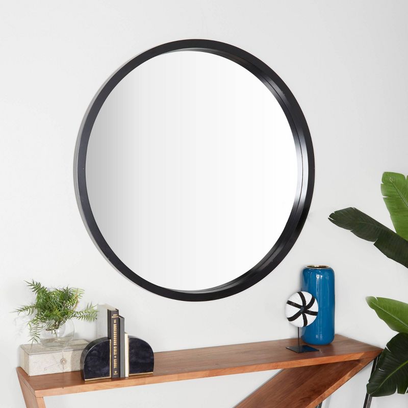 Contemporary Wood Round Wall Mirror - Olivia & May, 2 of 6