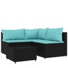 vidaXL 4 Piece Patio Lounge Set with Cushions Black Poly Rattan - 3 of 4