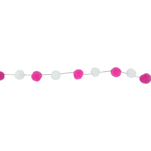 Northlight 9' Pink and White Plush Snowball Christmas Garland - image 1 of 4