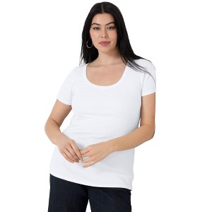 June + Vie by Roaman's Women's Plus Size Ribbed Scoopneck Top - 1 of 4