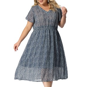 Agnes Orinda Women's Stylish Plus Size Trendy Smocked Waist A-Line Flowy Midi Sundresses - 1 of 4