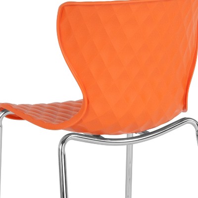 Lowell Orange Metal Stacking Dining Chair
