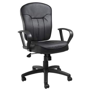 Leather Task Chair with Loop Arms Black - Boss Office Products