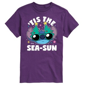 Men's - Lilo and Stitch - Tis the Sea-Sun Christmas Short Sleeve Graphic T-Shirt - 1 of 4