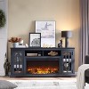 SinCiDo 36" Electric Fireplace TV Stand for 80 Inch TV, Farmhouse Media Console w/6 Shelves, 32" Tall Entertainment Center w/Storage - 2 of 4