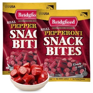 Bridgford Pepperoni Snack Bites 4 oz - Ready-to-Eat Snacks for On-the-Go Snacking - Pork and Beef Pepperoni Bites with Zero Carbs - 1 of 4