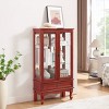 Vynxaria Cherry/Oak Illuminated Decorative Glass Storage Cabinet with Adjustable Shelves and Drawer - 4 of 4