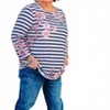 Women's 3/4 Sleeve Bateau Side Top - Multiples - 2 of 4