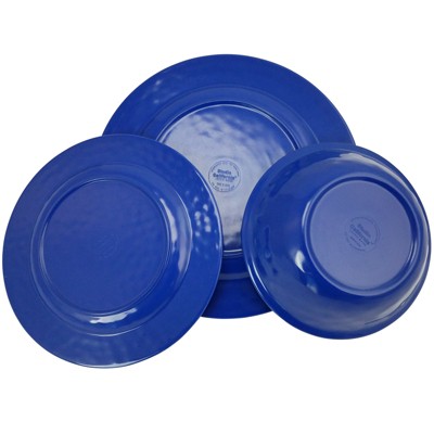 Mauna Cobalt Blue Melamine Dinnerware Set, Service for 4