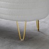NicBex Fabric End of Bed Bench Upholstered Oval Storage Bench Beige - 3 of 4