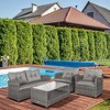 Outsunny 4 Pieces Patio Furniture Sets Rattan Wicker Chair w/ Table Outdoor Conversation Set with Cushion for Backyard Porch Garden Poolside and Deck - 2 of 4
