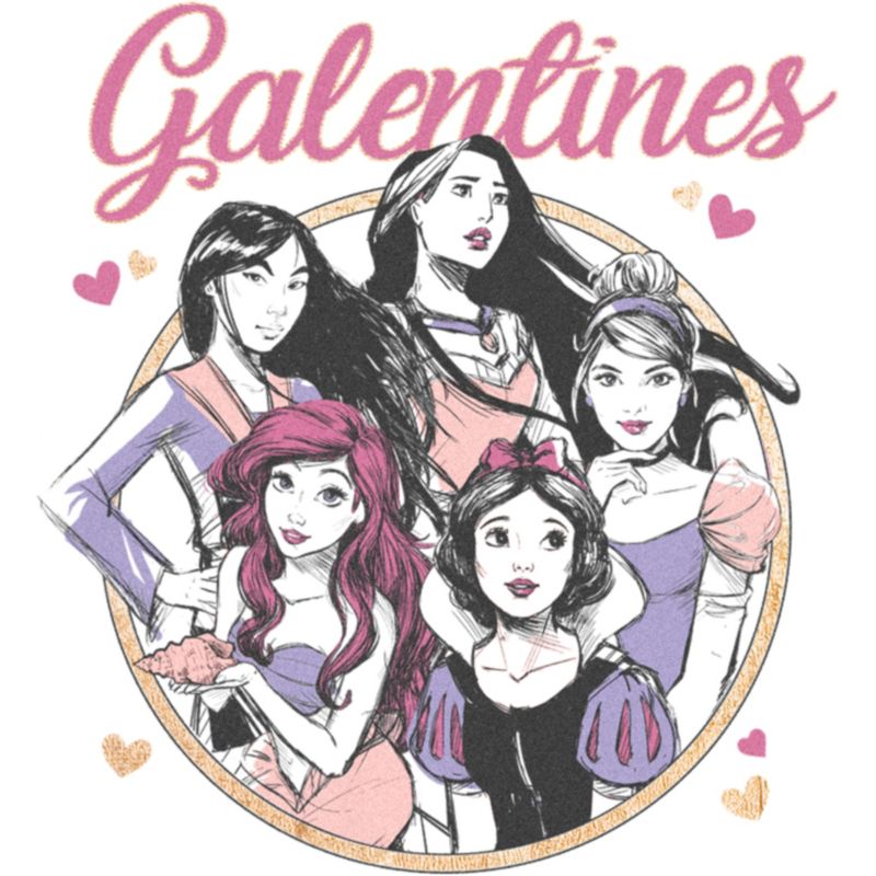 Junior's Women Disney Galentines Sketch T-Shirt, 2 of 5