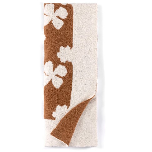 Shiraleah Brown and White Super Soft Reversible Floral Throw Blanket