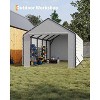 Heavy Duty Metal Carport, Front And Back Door Panels with Zippers Tarp, Patio Outdoor Workshop - 3 of 4