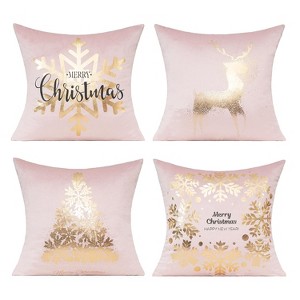 Pink Christmas Gold Throw Pillow Covers Xmas Cases Decorations 18X18 Set of 4 (Copy) - 1 of 1