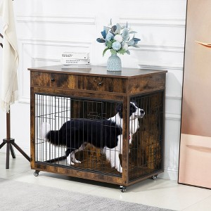 LOVMOR 38.4 Inch Dog Kennel with 2 Drawers Storage - 1 of 4