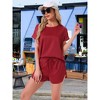 INSPIRE CHIC Women's Satin Silky Pajama Set Short Sleeve Round Neck Top Slit Shorts Sleepwear Set - 3 of 4