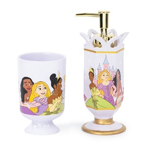 Disney Princess 2 Piece Bathroom Soap Dispenser & Tumbler Set - 1 of 4