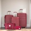Vynxaria 5-Piece Wine Red PP Hardshell Luggage Set 20/24/28" Suitcases Travel Bag Toiletry Pouch TSA Lock - 2 of 4