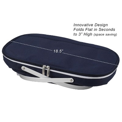 Navy Blue Insulated Picnic Basket with Service for Four