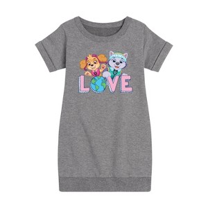 Girls' - Paw Patrol - Love Earth Graphic Short Sleeve Fleece Dress - 1 of 4