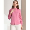 INSPIRE CHIC Women's Office Keyhole Elegant Stand Collar Long Sleeve Back Neck Button Blouse - 3 of 4